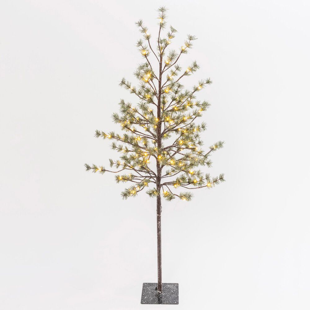 The Gerson Company 5&#39; Tall Electric Icy Pine Tree in Green and Brown, , large