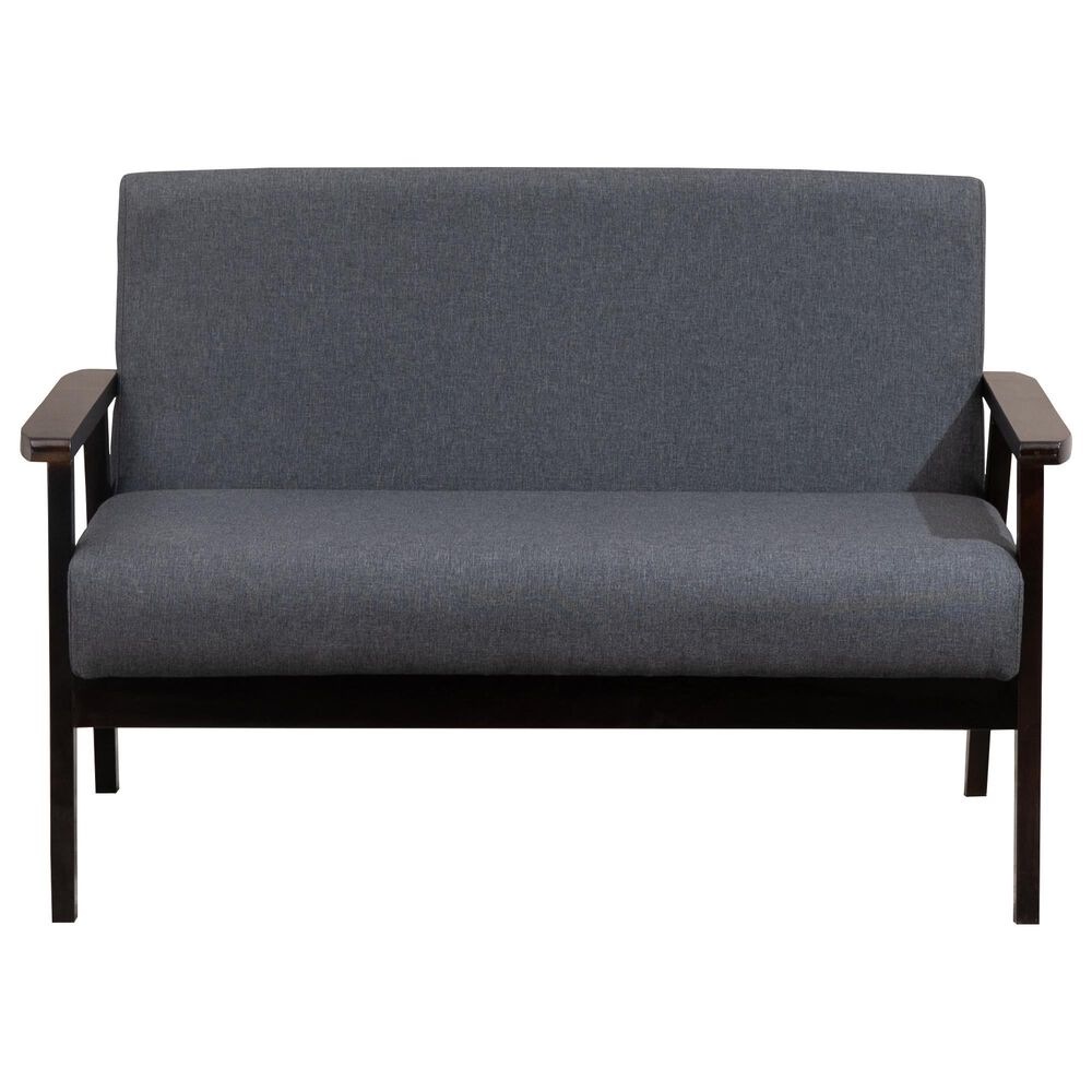 HOMLUX 45" Stationary Loveseat with Solid Wood Arms in Dark Dray, , large