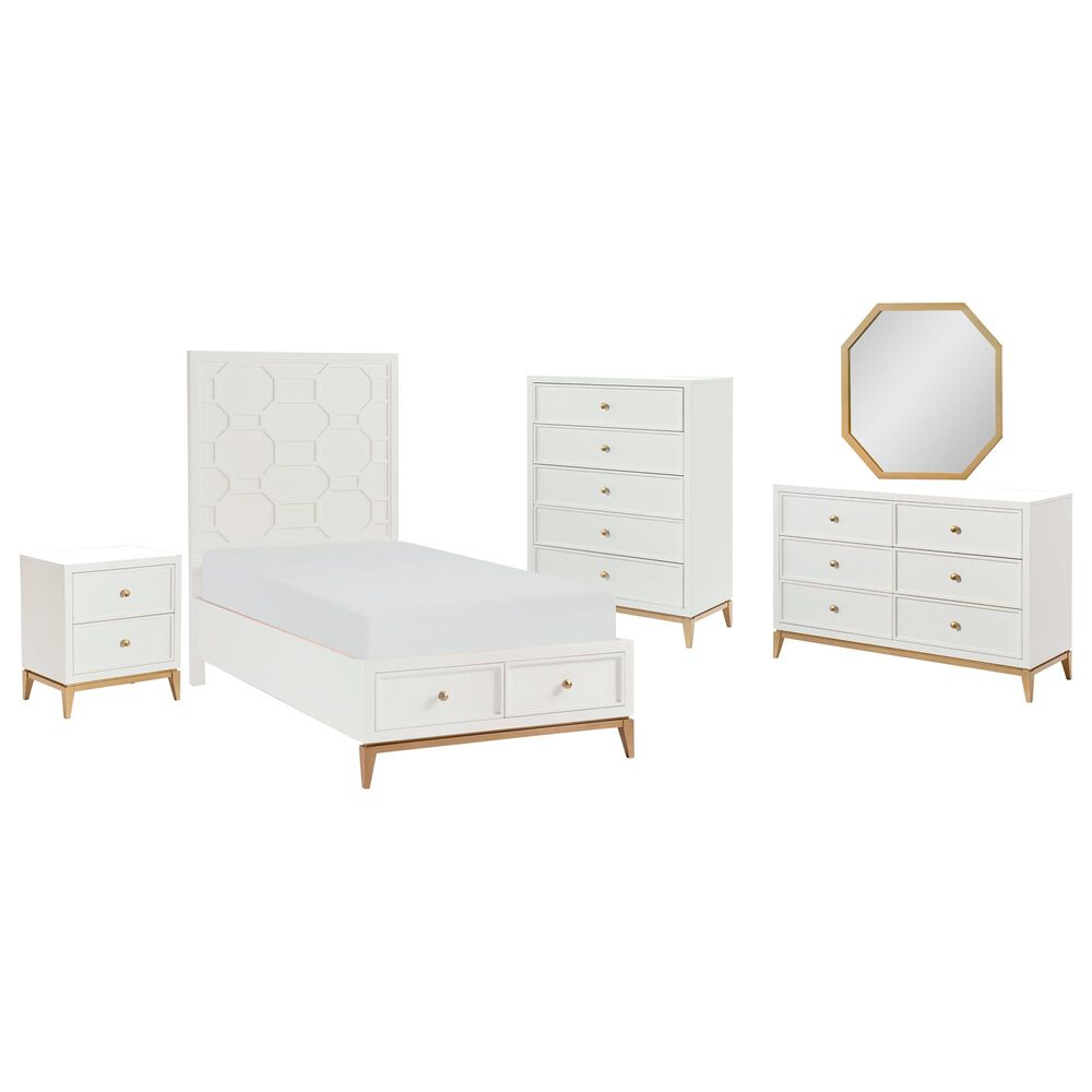Legacy Classic Chelsea 5 Piece Twin Storage Bedroom Set in White, , large