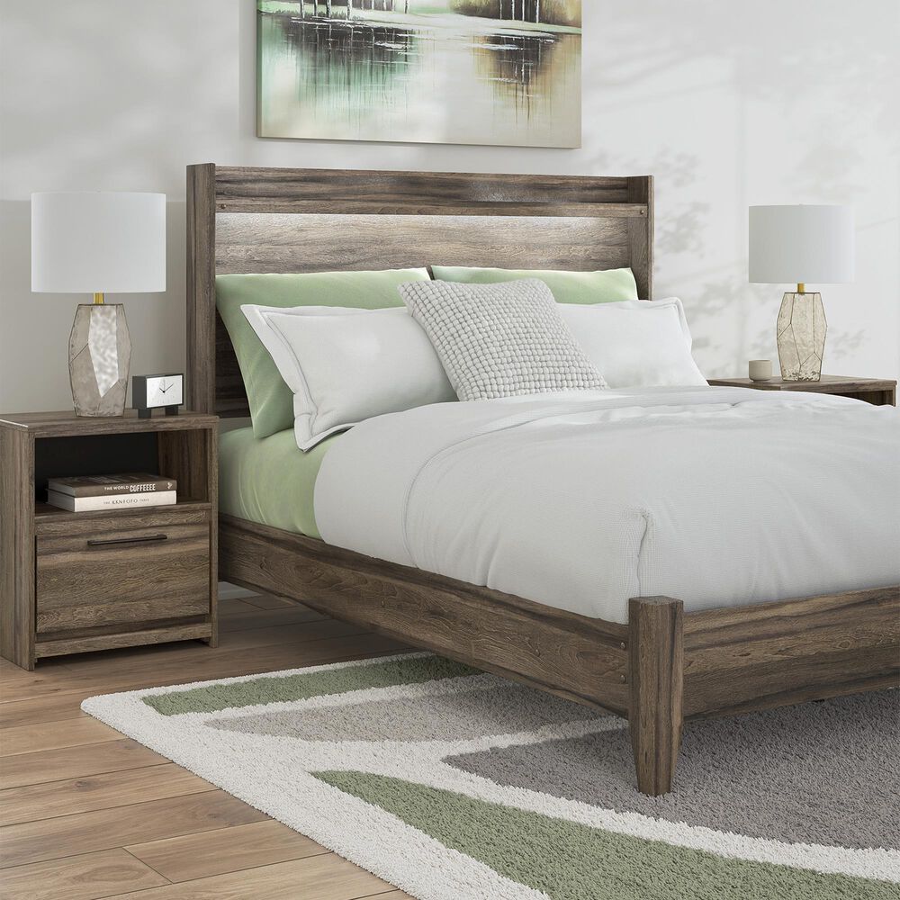 Ashley Elbrim 4-Piece Queen Bedroom Set in Brown with LED and USB Ports, , large