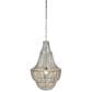 Creative Coop Laurel Draped Wood Bead Chandelier with Brushed Gold and Faded Blue Shade, , large