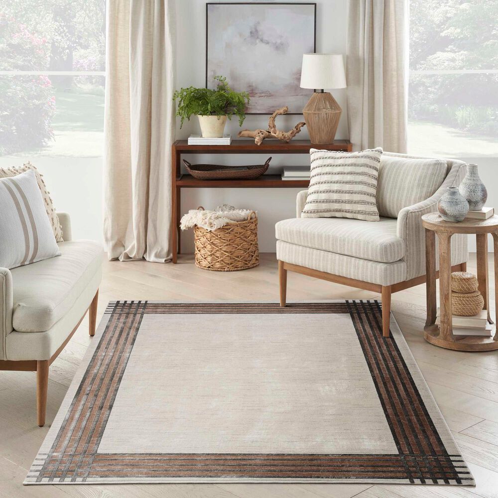 Nourison Desire 7&#39;10&quot; x 9&#39;10&quot; Ivory and Silver Area Rug, , large