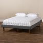 Baxton Studio Liliya Queen Platform Bed Frame with Dark Grey Upholstered in Walnut Brown, , large