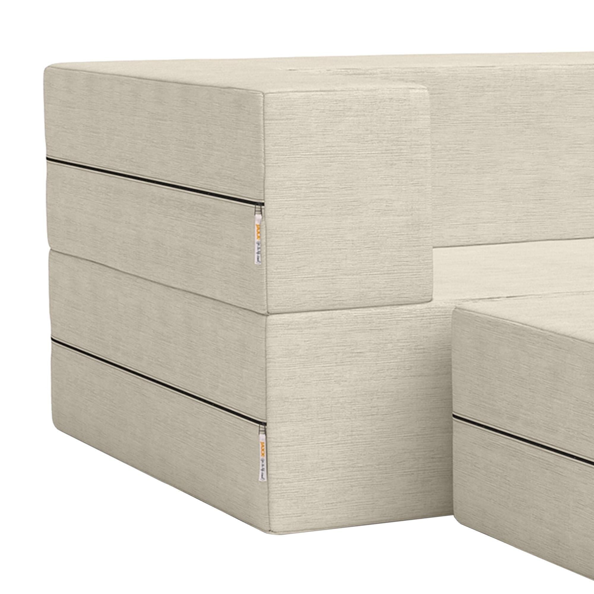 Jaxx Zipline 3-Piece Stationary Convertible Sleeper Sofa in Ivory