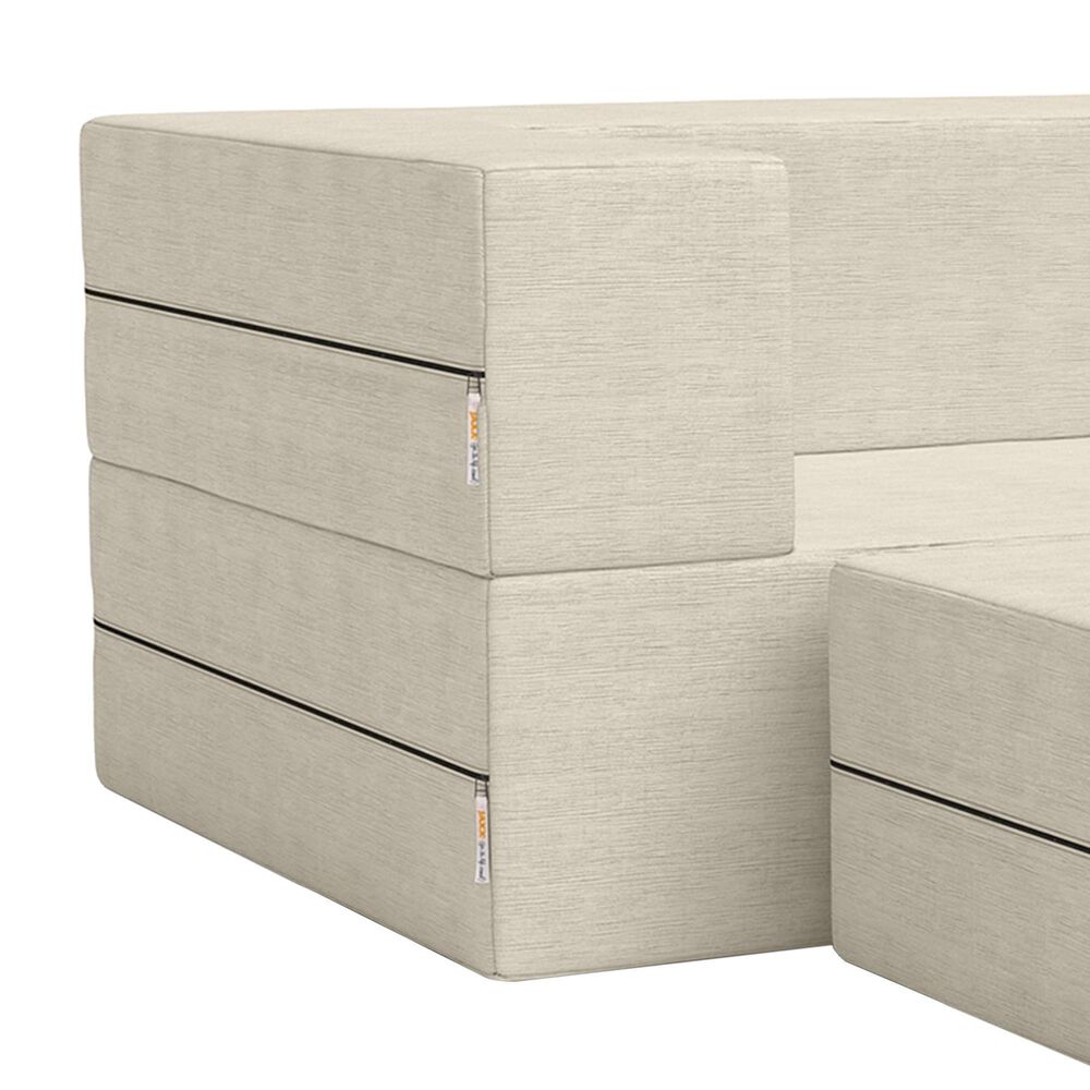 Jaxx Zipline 3-Piece Stationary Convertible Sleeper Sofa in Ivory Velvet, , large