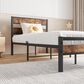 Hearth and Haven Twin Platform Bed with Metal Slats Support in Black and Brown, , large