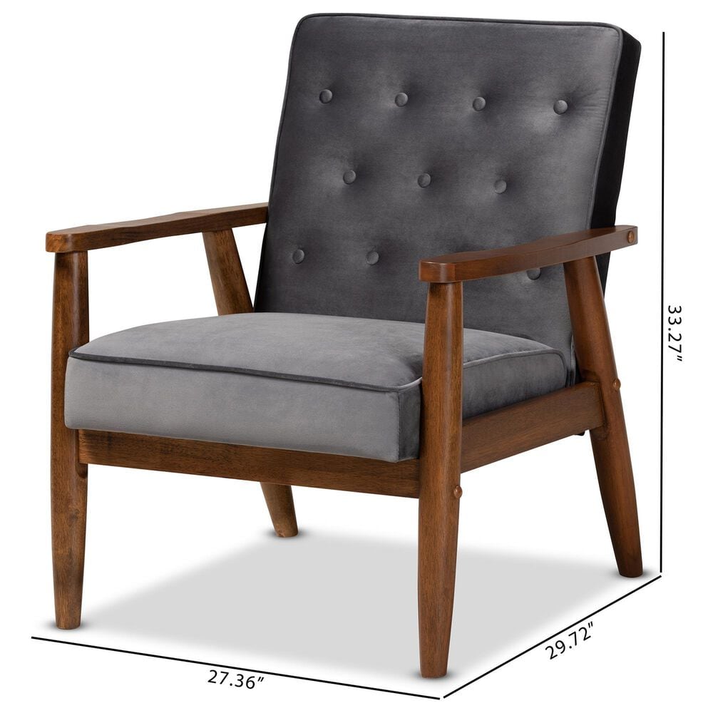 Baxton Studio Sorrento Arm Chair in Grey, , large