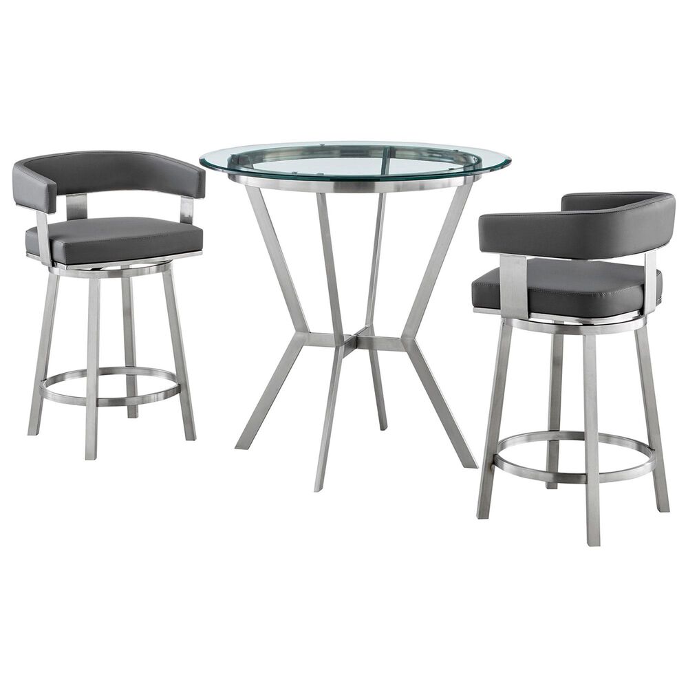 Blue River Naomi and Lorin 3-Piece Counter Height Dining Set in Stainless Steel, , large