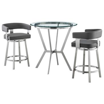 Blue River Naomi and Lorin 3-Piece Counter Height Dining Set in Stainless Steel, , large