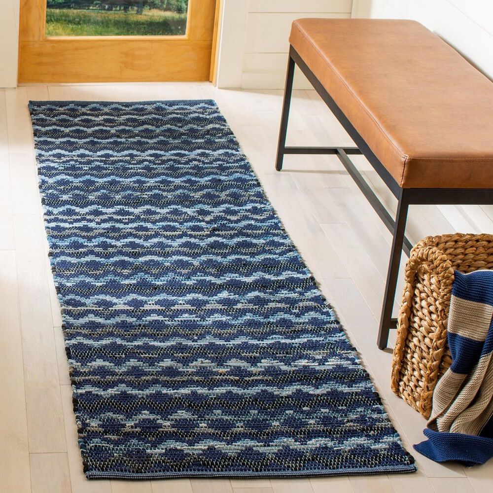 Safavieh Montauk 2&#39;3&quot; x 8&#39; Turquoise, Navy Blue and Black Runner, , large