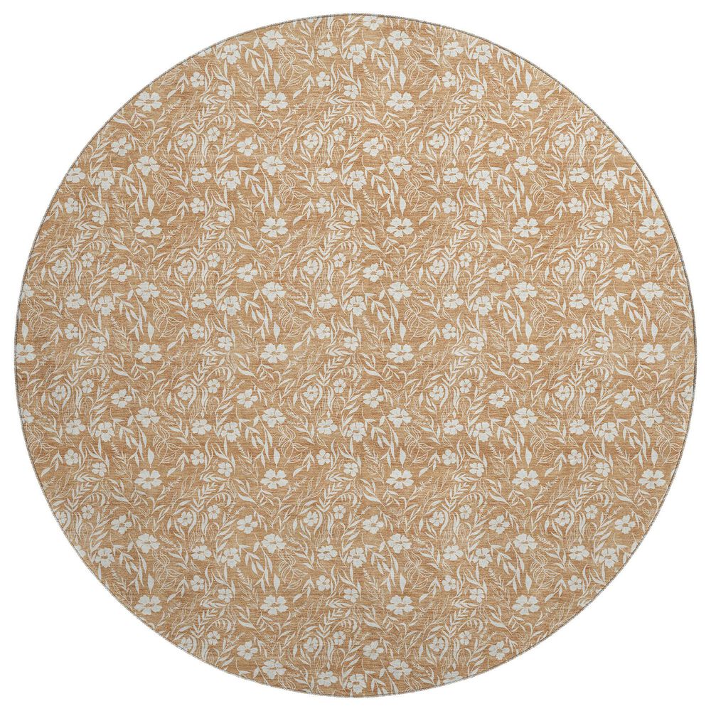 Dalyn Rug Company Soft Essentials Floral Copper 8" Round Indoor/Outdoor Area Rug, , large