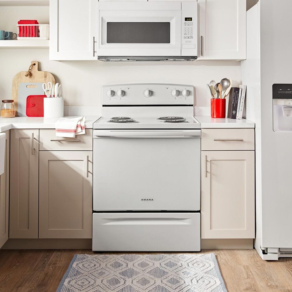 Amana 30&quot; Freestanding Electric Range with Easy-Clean Glass Door in White, , large