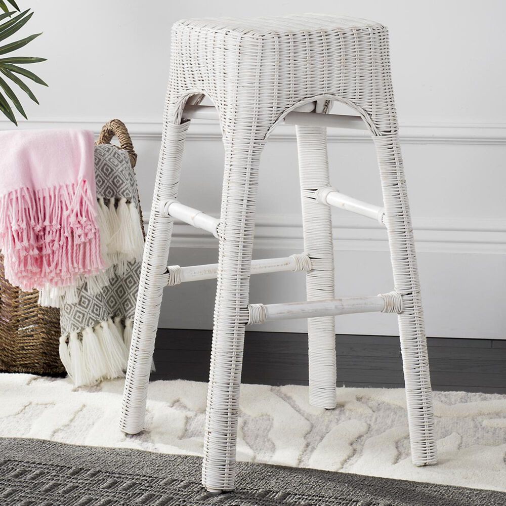 Safavieh Percy Bar Stool in White Distress, , large