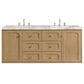 James Martin Vanities Laurent 60" Double Bathroom Vanity in Light Natural Oak with 3 cm Carrara White Marble Top and Rectangular Sinks, , large