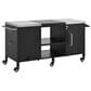 HOMLUX 72.4" Outdoor Kitchen Island with Large Fold-out Prep Table and Adjustable Shelves for Big Green Egg in Black, , large