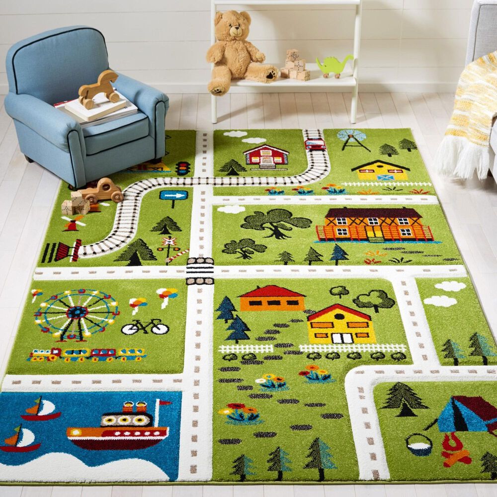 Safavieh Carousel 5&#39;3&quot; x 7&#39;6&quot; Green and Beige Kid Rug, , large