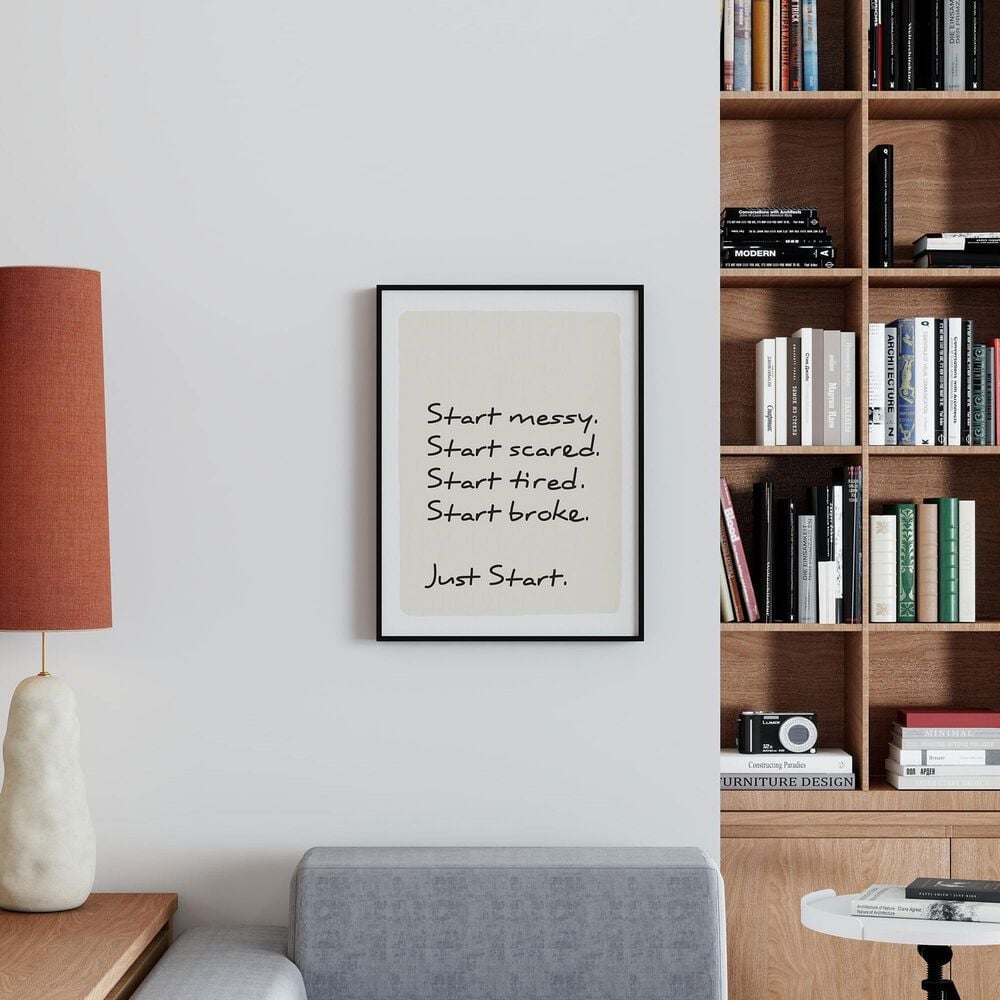 HOMLUX 24" x 18" Just Start Canvas Art in Black, , large