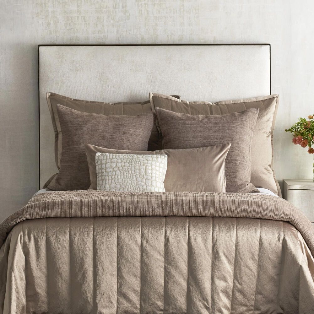 Ann Gish Hammered Channel King Quilted Coverlet in Taupe, , large