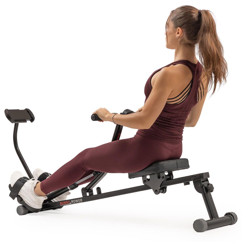 Sunny Health &amp; Fitness Smart Adjustable Rower in Black, , large