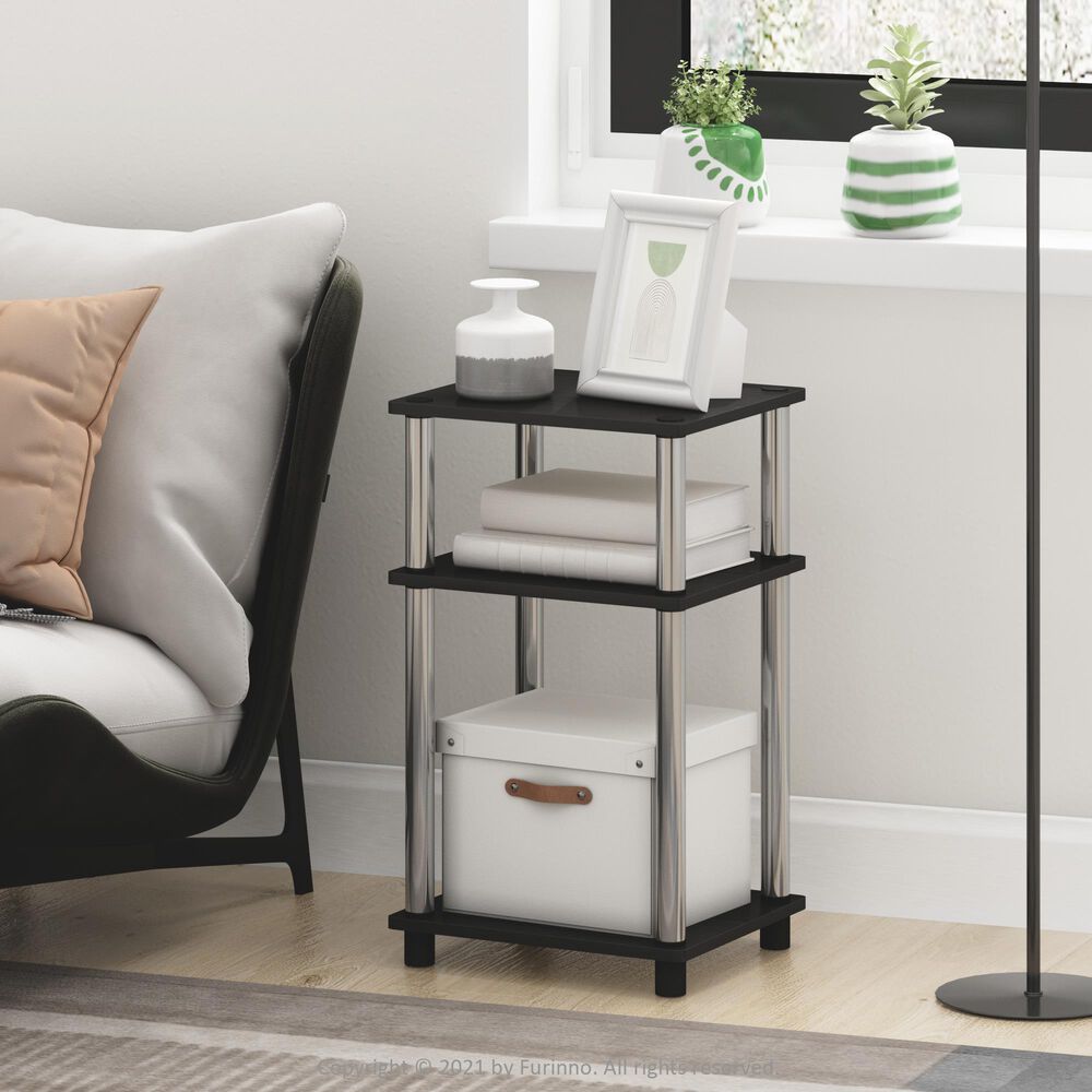 HOMLUX 3-Tier Turn-N-Tube End Table in Americano and Chrome (Set of 2), , large