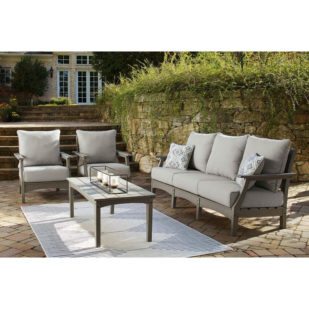 Signature Design by Ashley Visola Stationary Sofa with Cushion in Gray, , large