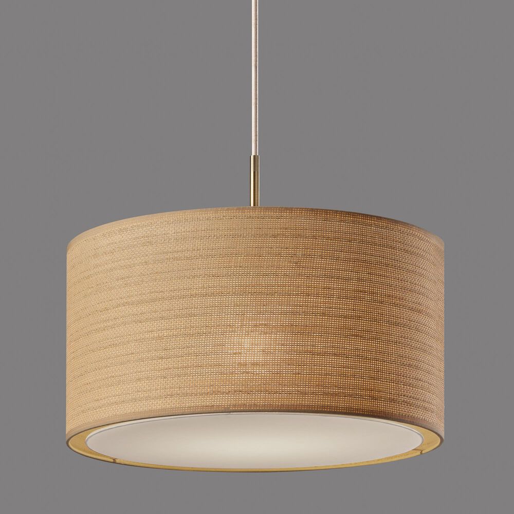 Adesso Harvest 1-Light Large Drum Pendant in Antique Brass, , large