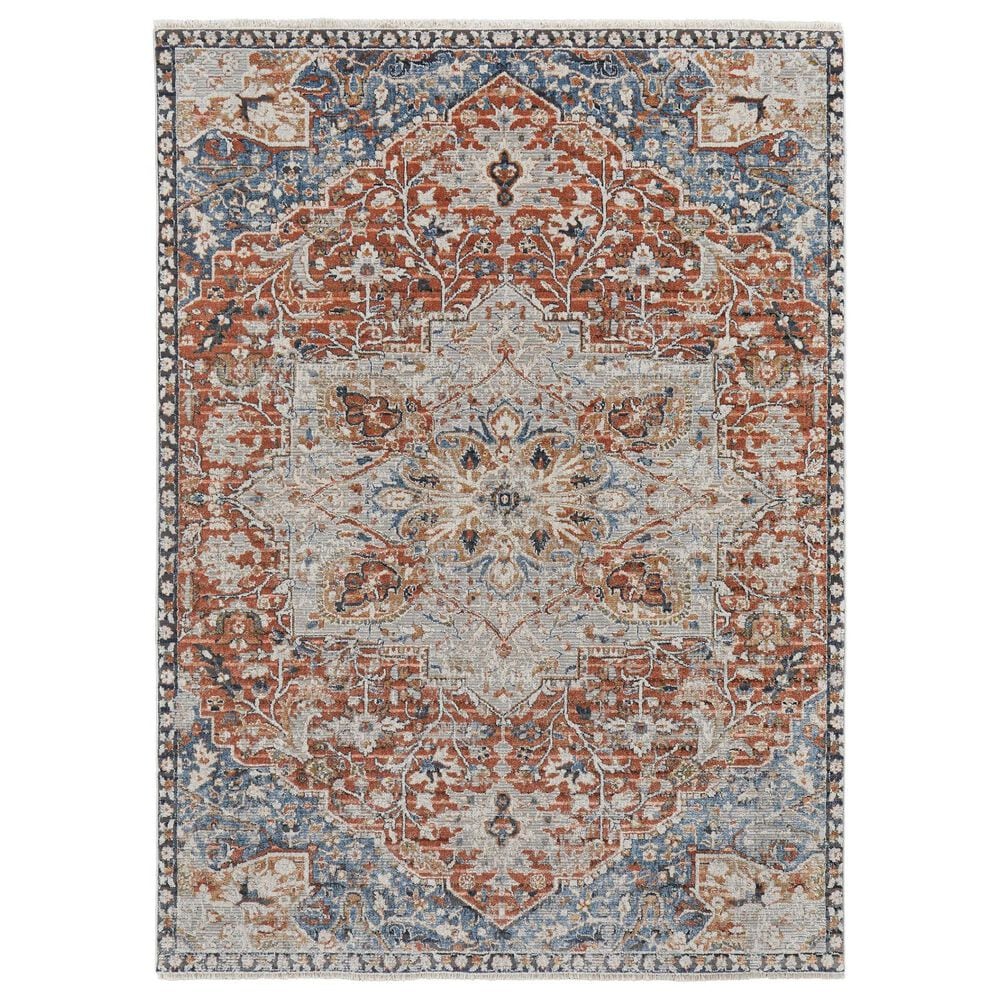 Feizy Kaia 3" x 5" Red and Blue Area Rug, , large