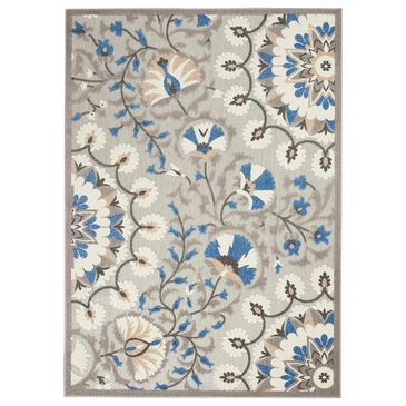 Nourison Aloha Floral 5"3" x 7"5" Grey and Multicolor Indoor/Outdoor Area Rug, , large