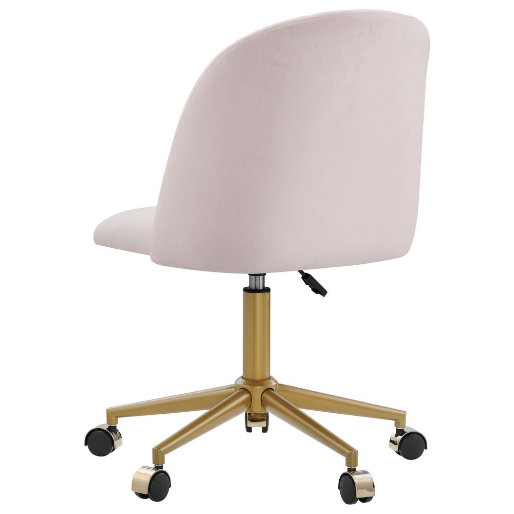 Linon Home Decor Adalynn Swivel Desk Chair with Blush Pink Cushion in Gold, , large