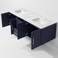Lexora Home Geneva 60" Double Bathroom Vanity in Navy Blue with 2 cm White Carrara Marble Top and Rectangular Sinks, , large