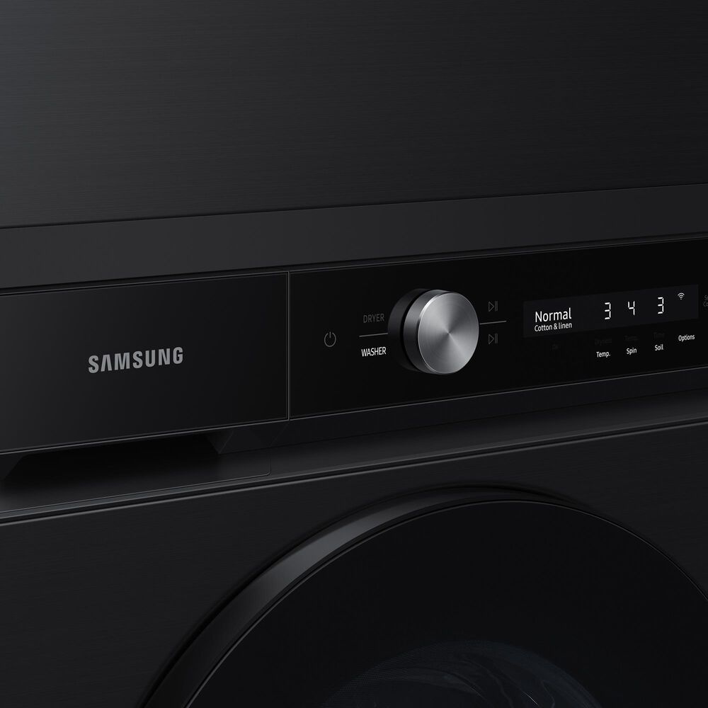 Samsung Bespoke 5.3 Cu. Ft. Front Load Washer and 7.6 Cu. Ft. Electric Dryer Laundry Pair with Stacking Kit in Brushed Black, , large