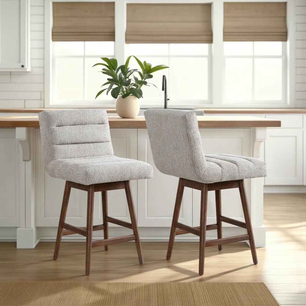 Armen Living Elias 26" Swivel Counter Height Stool in Brown Oak, , large