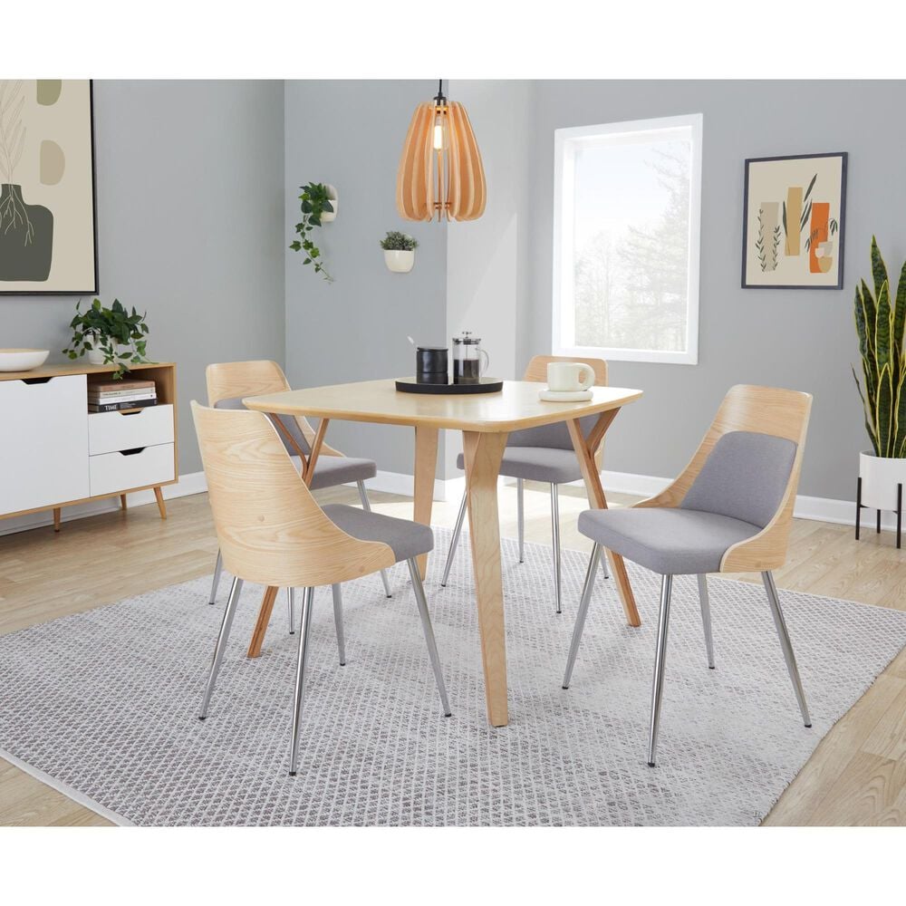 Lumisource Anabelle Side Chair with Grey Cushion in Chrome and Natural &#40;Set of 2&#41;, , large