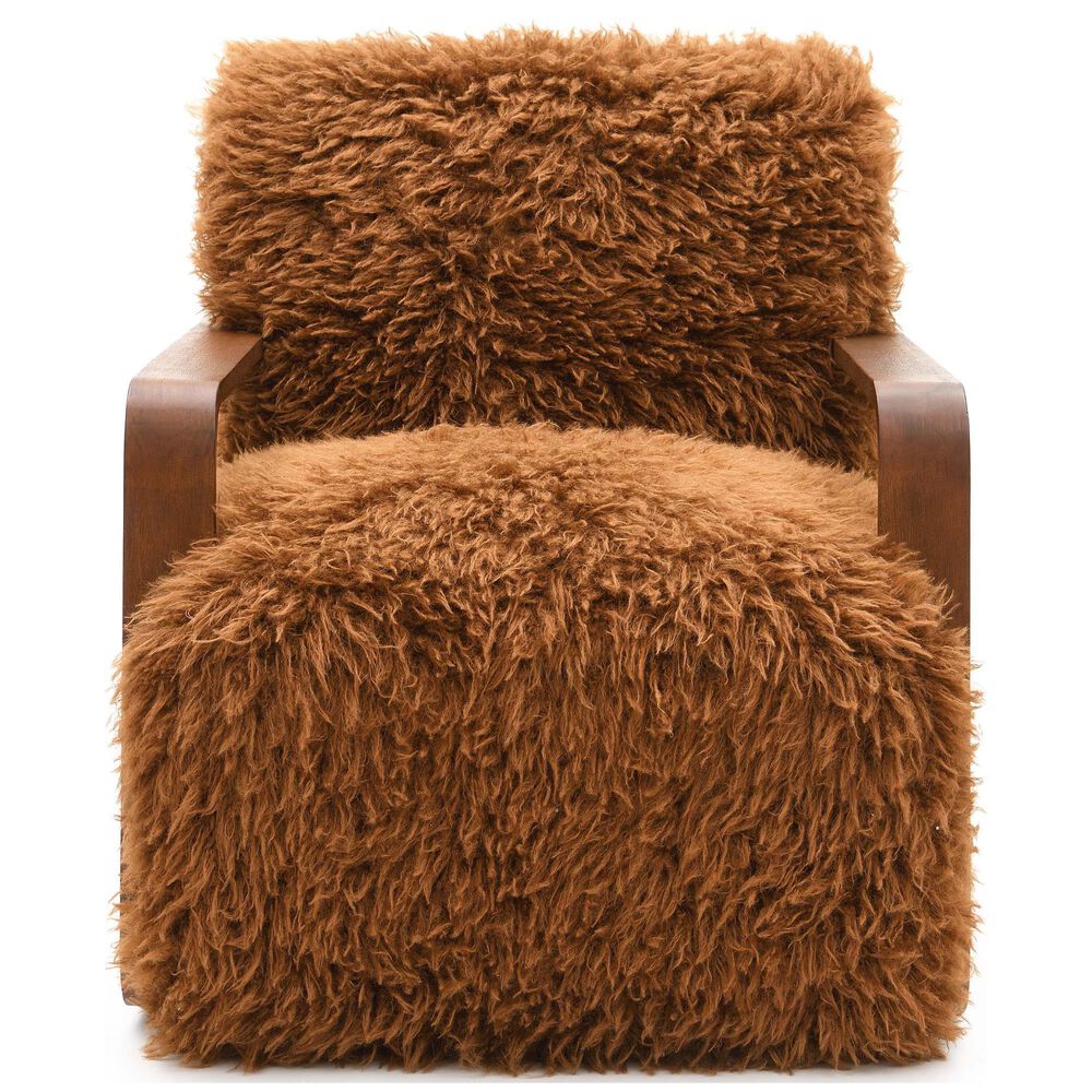 Furniture of America Neyra Long-Haired Accent Chair in Camel Brown, , large