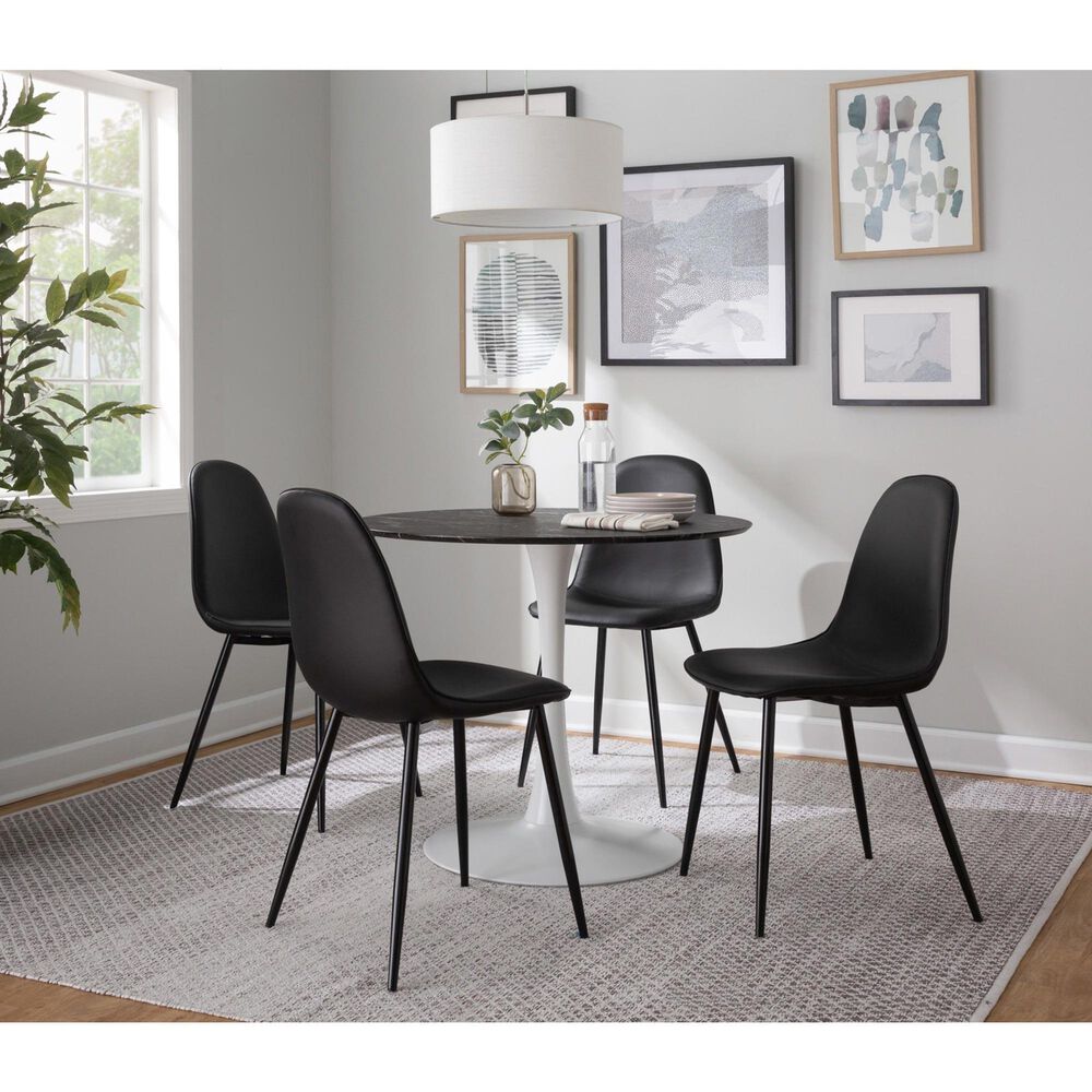 LumiSource Pebble Dining Table in White and Black - Table Only, , large