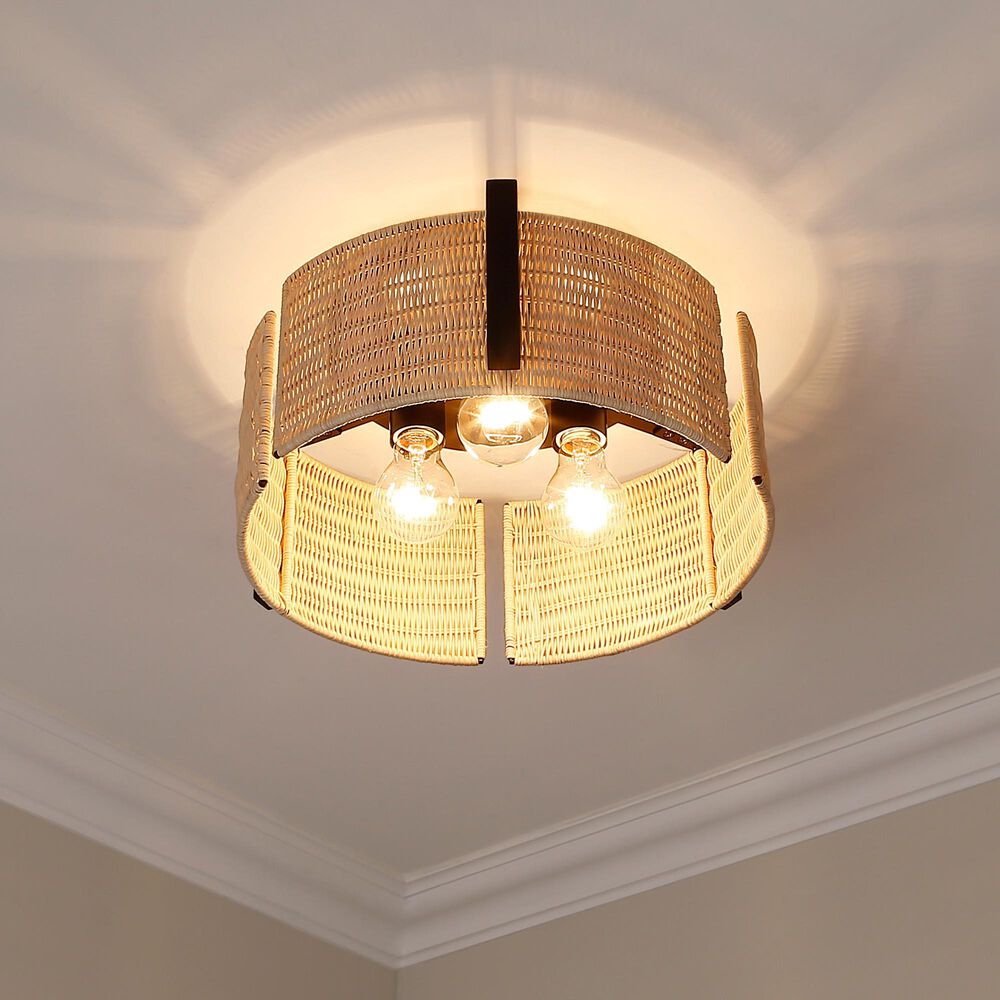 Golden Lighting Grove 3-Light Flush Mount in Matte Black, , large