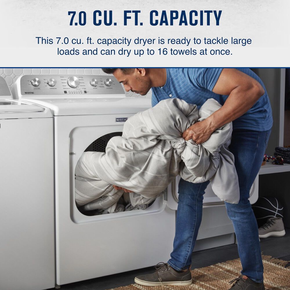 Maytag 4.7 Cu. Ft. Top Load Agitator Washer and 7.0 Cu. Ft. Top Load Electric Wrinkle Prevent Dryer in White, , large