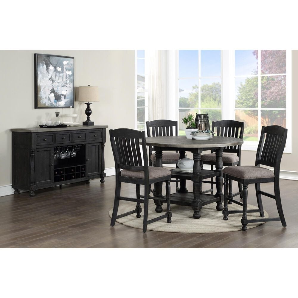 Karavan Casual Dining Round Counter Table in Distressed Gray and Weathered Washed Black - Table Only, , large