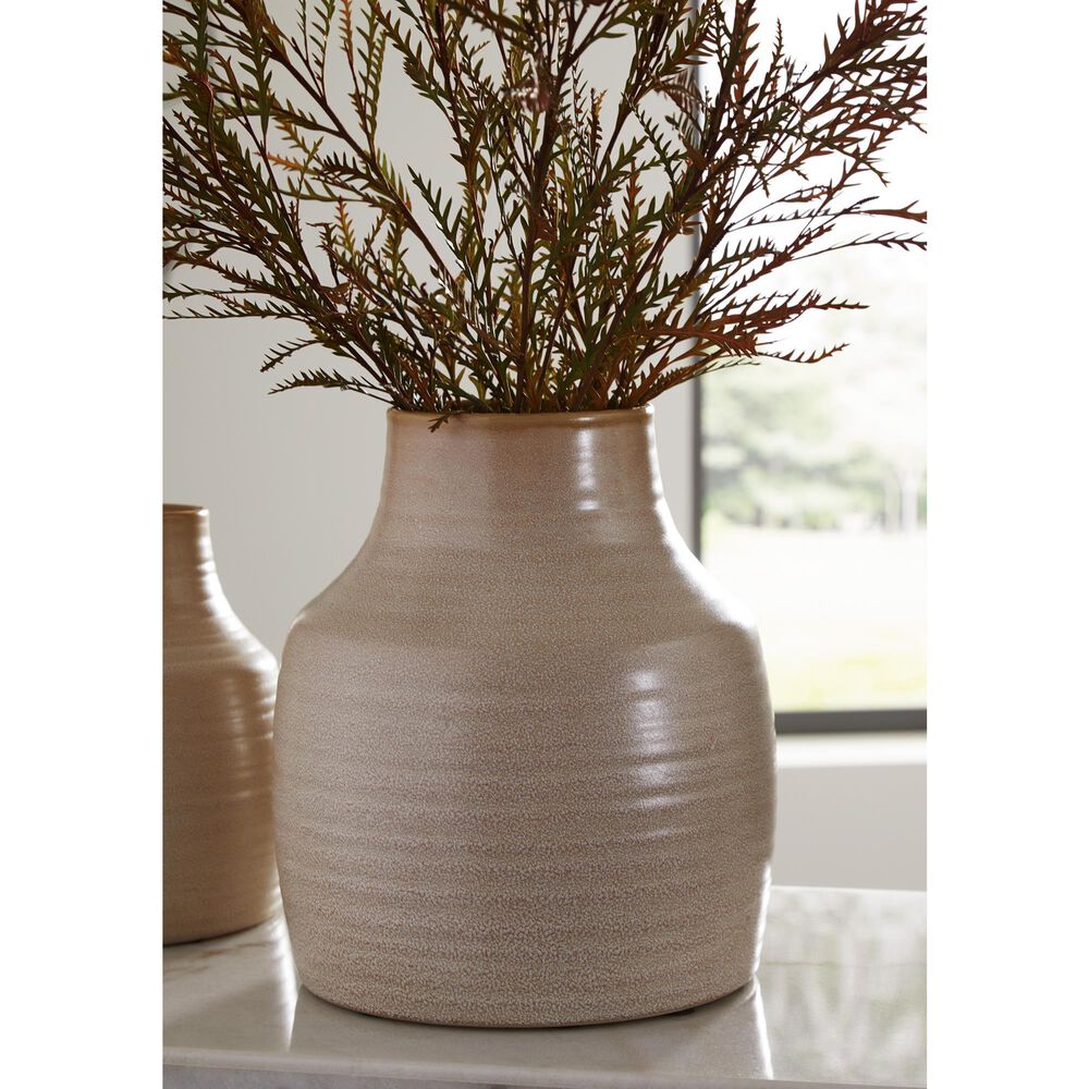 Ashley Millcott 12&quot; Vase in Tan, , large