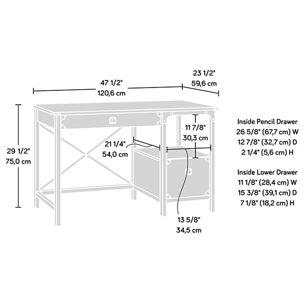 Sauder Steel River Desk in Carbon Oak and Black, , large