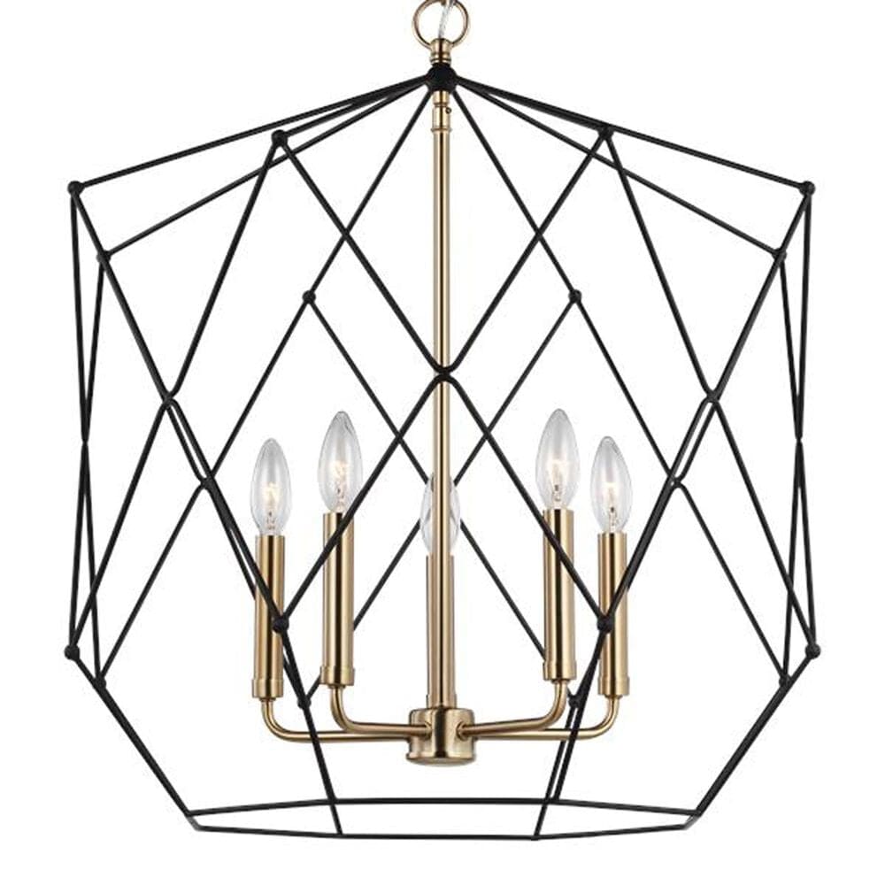 Other Zarra Large 5-Light Pendant in Satin Brass and Midnight Black, , large