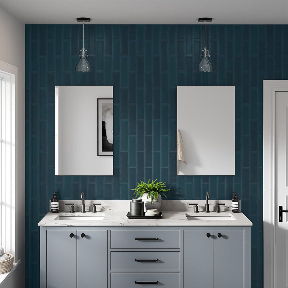 Emser Raku Blue 3&quot; x 12&quot; Matte Ceramic Tile with 6.05 Sq. Ft./Carton, , large