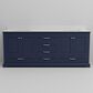 Lexora Home Dukes 80" Double Bathroom Vanity in Navy Blue with 2 cm White Cultured Marble Top and Rectangular Sinks, , large