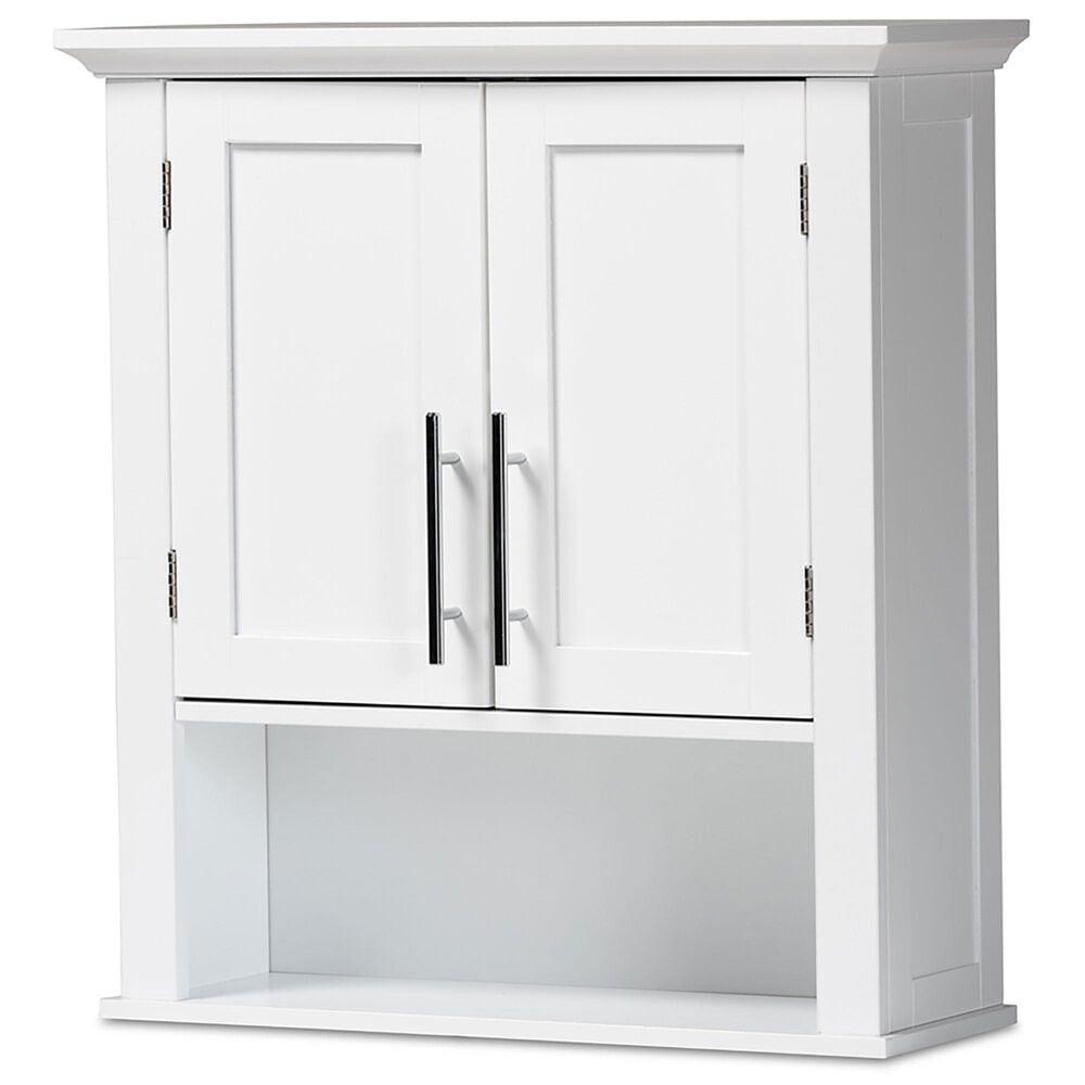 Baxton Studio Turner 2-Door Bathroom Wall Cabinet in White, , large