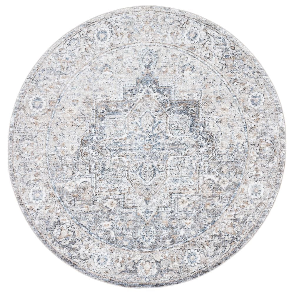 Safavieh Jasmine JSM314F 5"3" Round Grey and Blue Area Rug, , large