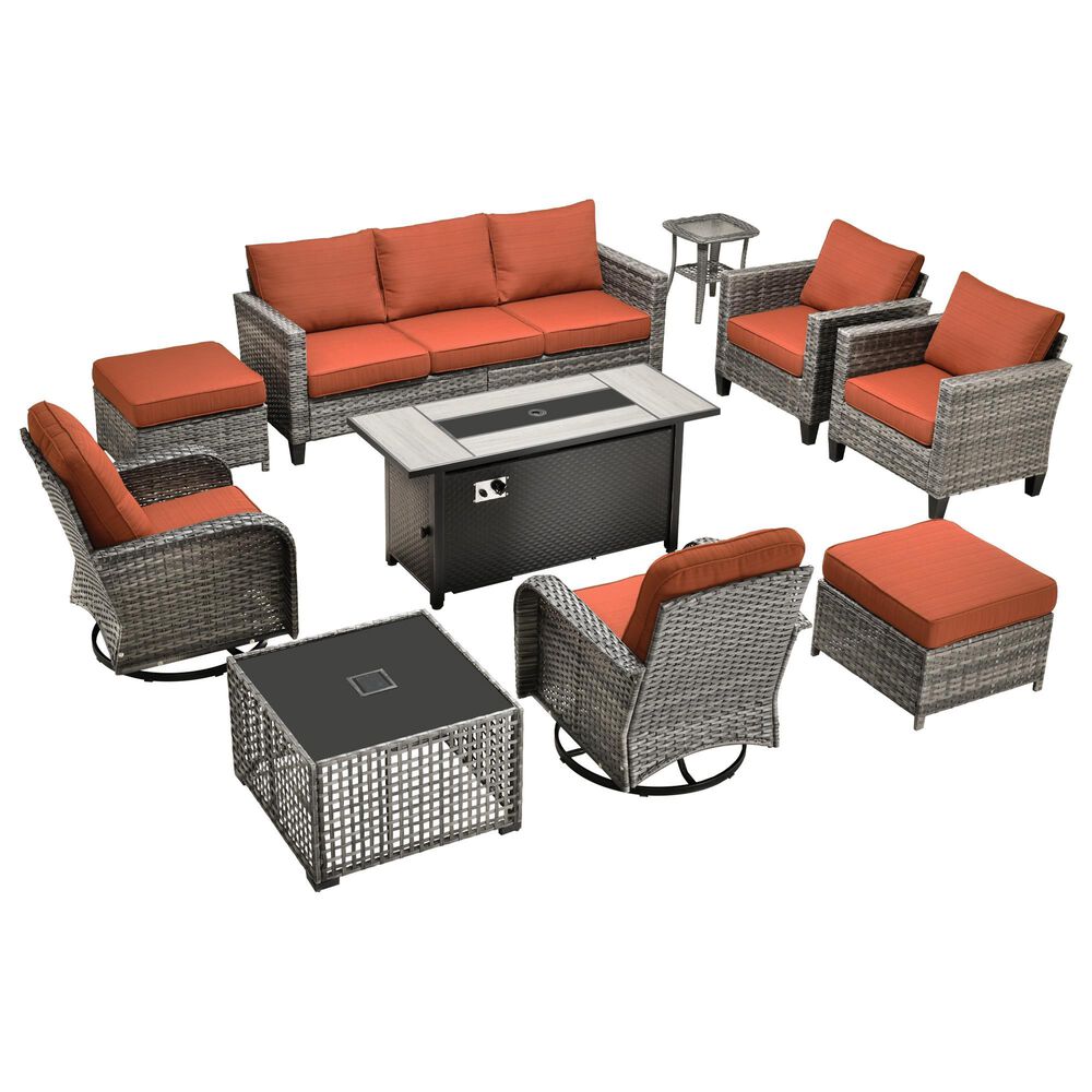 HOMLUX 10-Piece Patio Conversation Set in Orange, , large