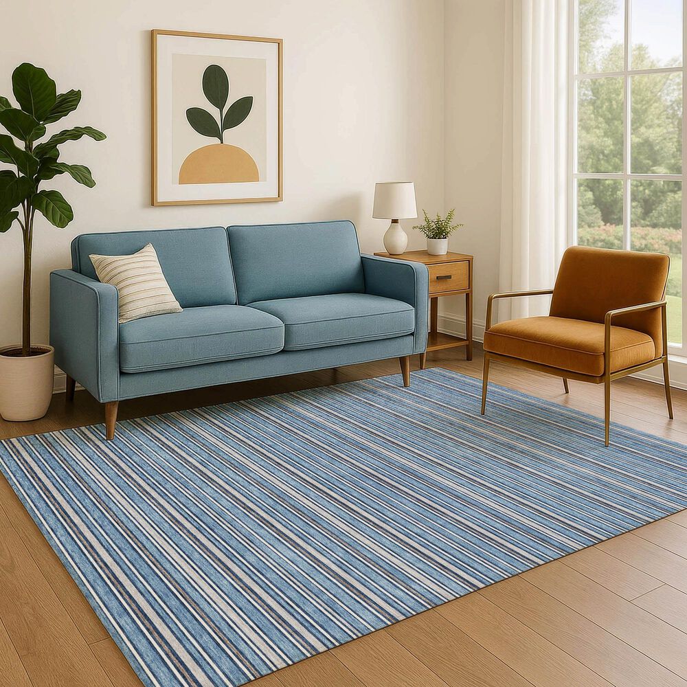 Dalyn Rug Company Soft Essentials Striped Denim 10' x 14' Indoor/Outdoor Area Rug, , large