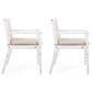 Hearth and Haven Outdoor Dining Chair with Rope Design Back and White Frame in Beige (Set of 2), , large