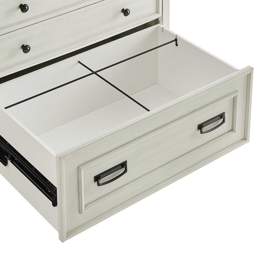 Wycliff Bay Hartford 4-Piece L-Shaped Desk with Bookcase and Lateral File Set in Antique White and Gray, , large