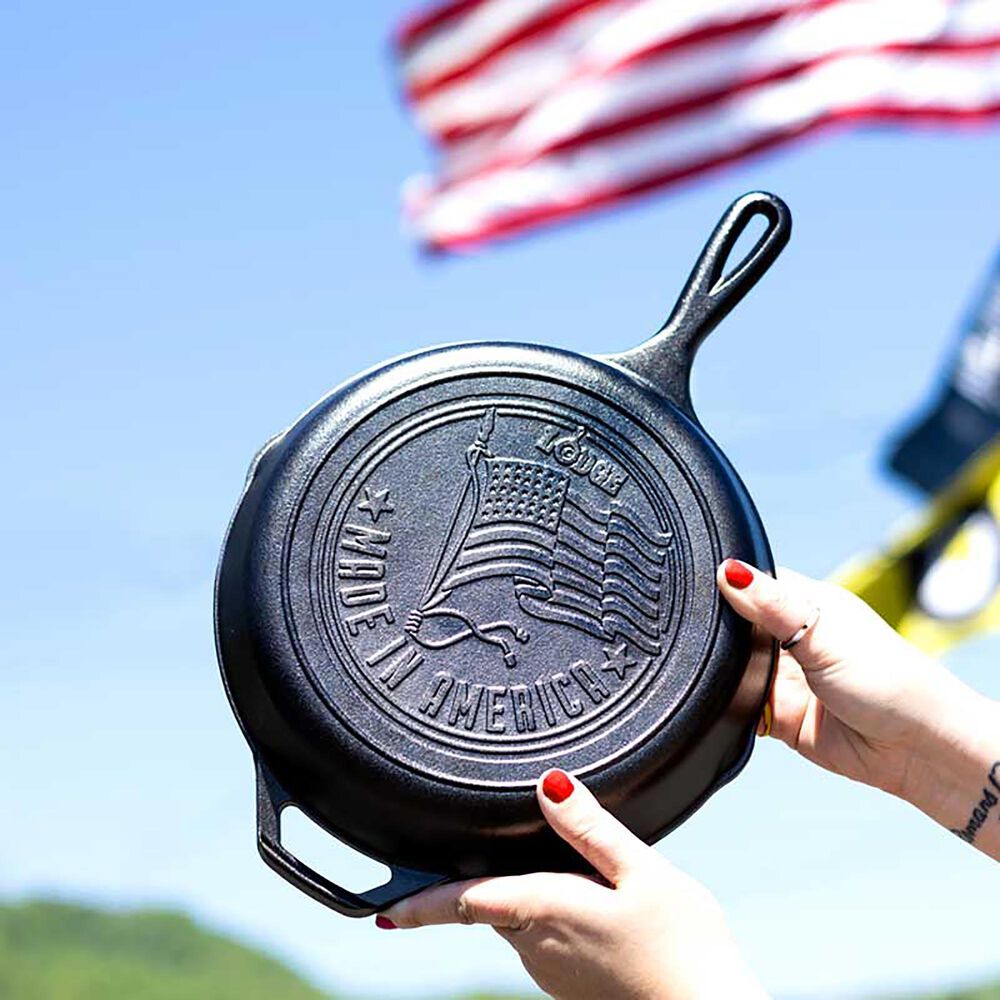 Lodge 10.25&quot; Seasoned Cast Iron American Flag Skillet, , large